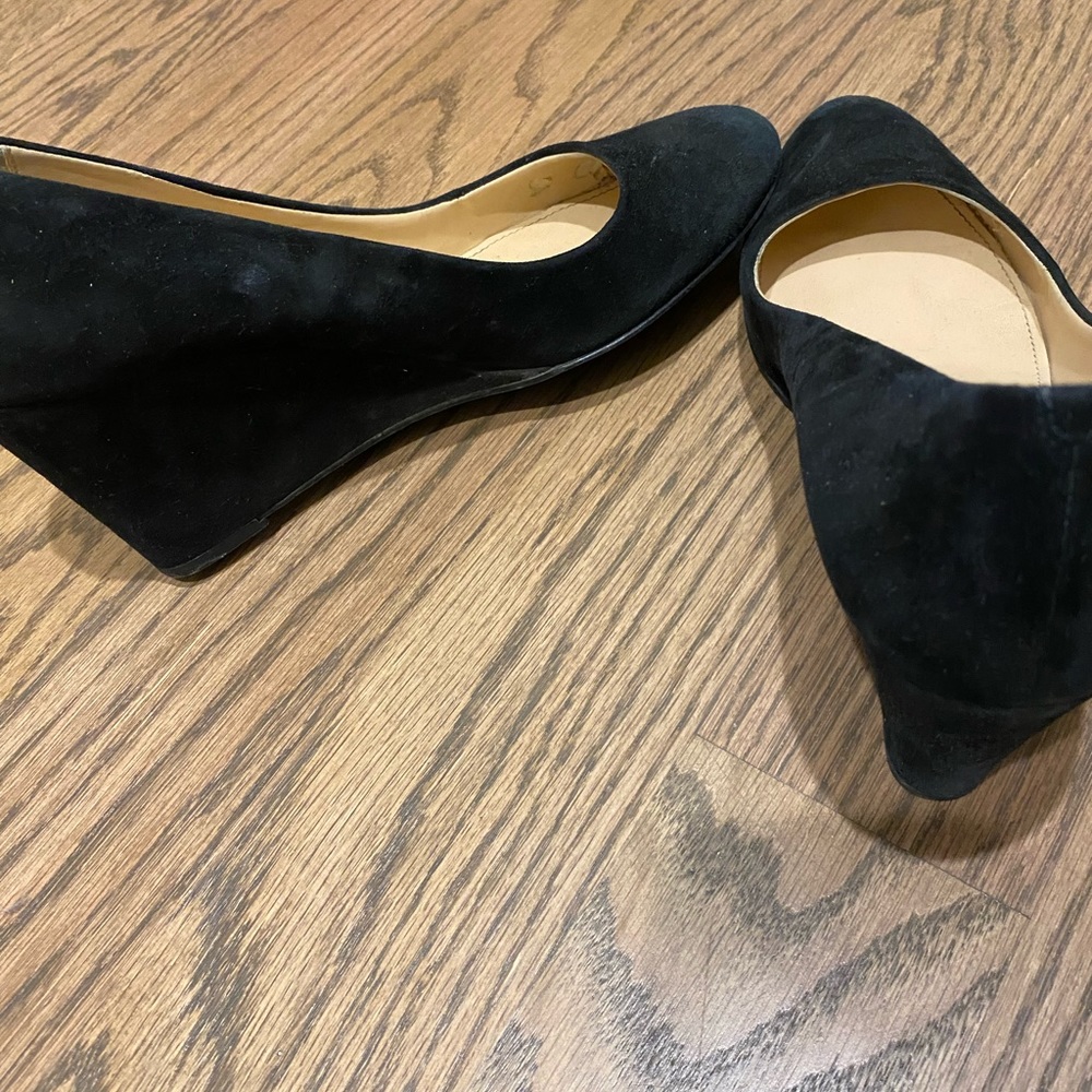 Jcrew black suede wedges. Size 8